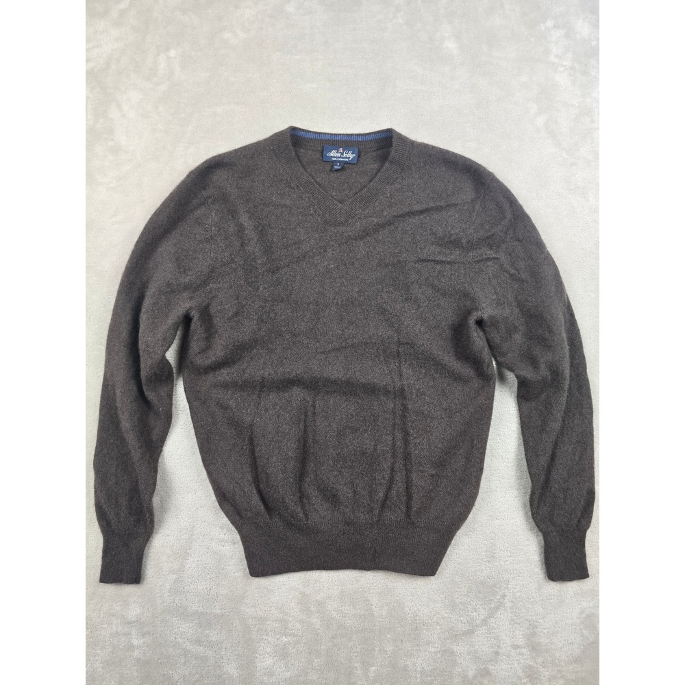 Allen Solly V-Neck Sweater Women Small Brown 100% Cashmere Long Sleeve Soft